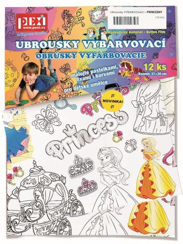 Omalovánky - Vybarvovací ubrousky - Princezny 12ks